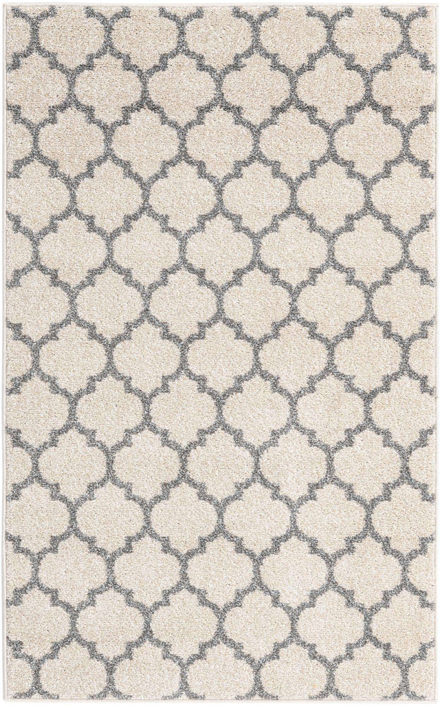 Beige and Gray 3' 1 x 5' 3 Trellis Rectangle Area Rug