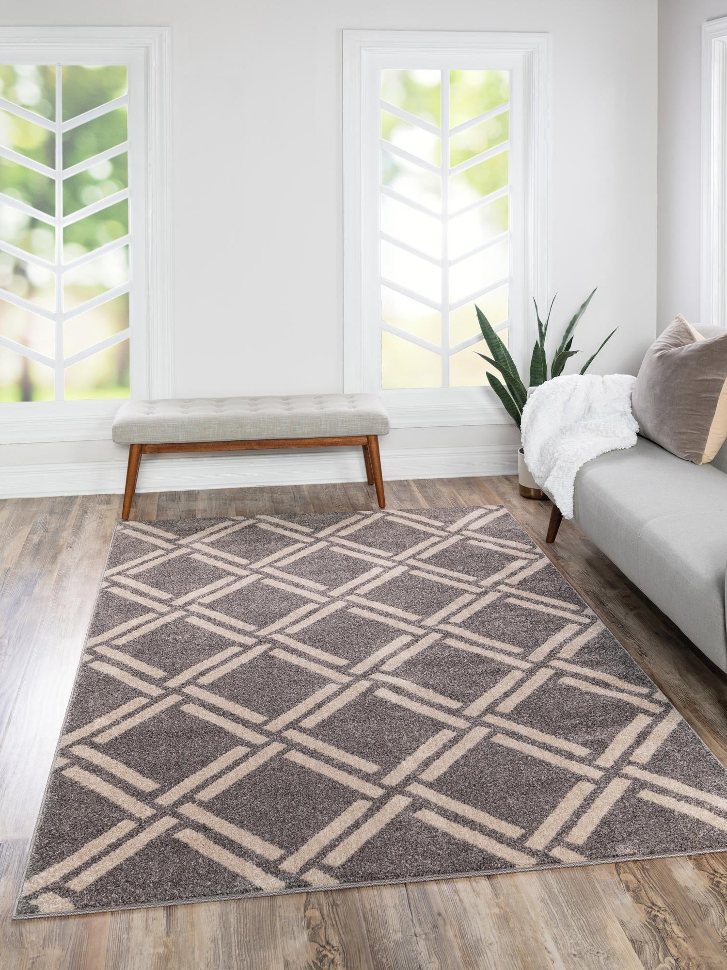 Gray 3' 3 x 5' 3 Trellis Rectangle Area Rug