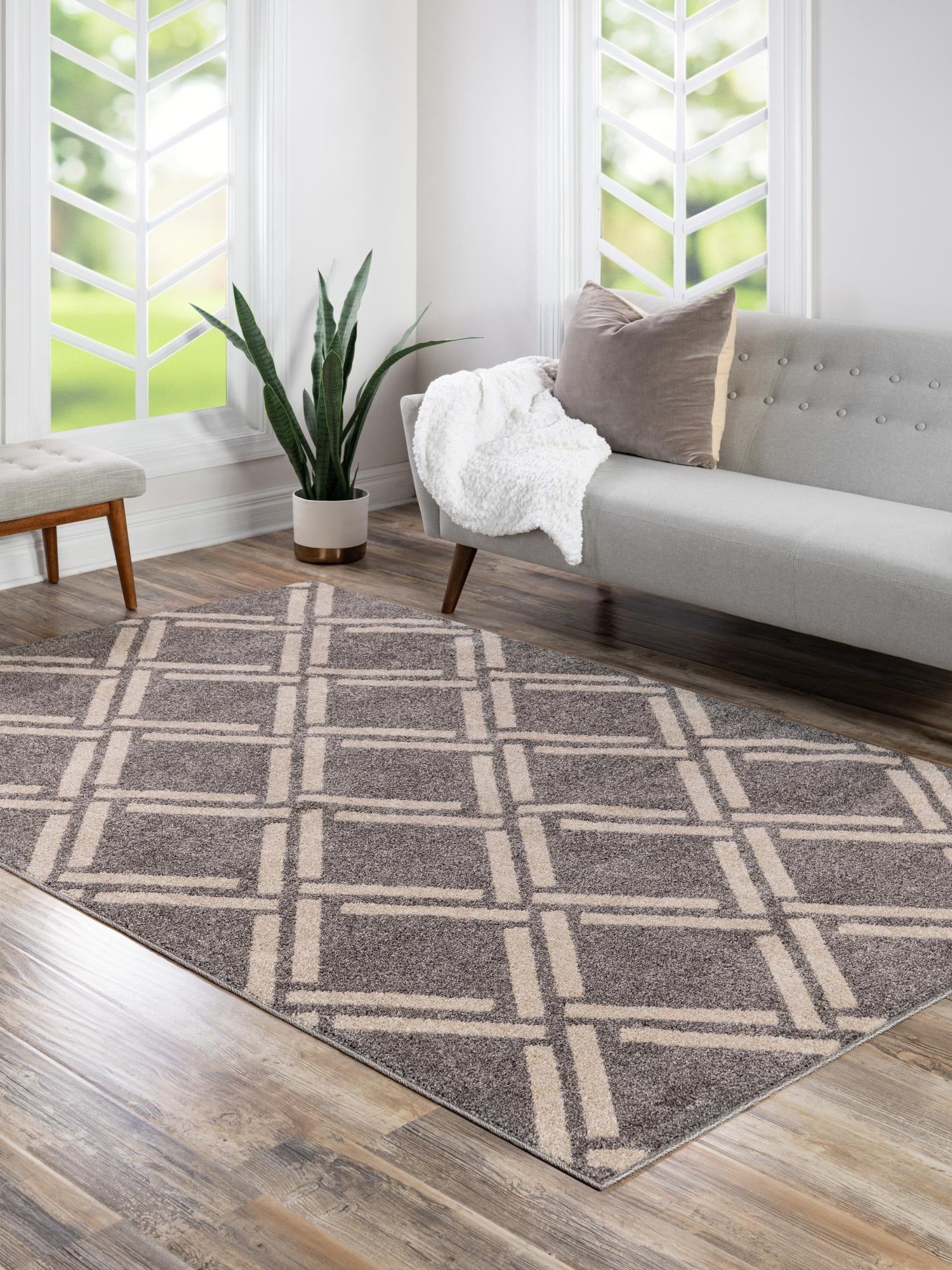 Gray 3' 3 x 5' 3 Trellis Rectangle Area Rug