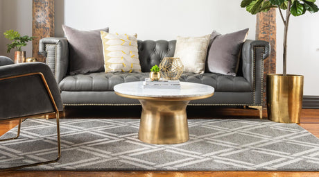 Gray 7' 1 x 10' Trellis Rectangle Area Rug Geometric Modern Unique Durable Easy Clean Carpet for Contemporary Interior Design for Sale at Rug Engine