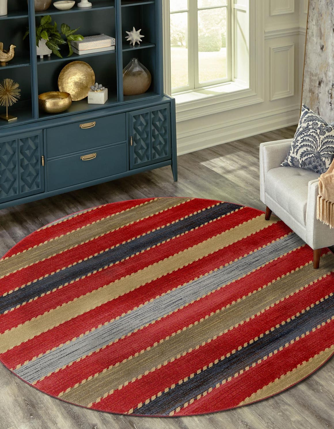 Multicolor 12' 2 x 12' 2 Fars Round Area Rug 100% Polypropylene Unique Traditional Carpet for Classical Living, Dining Room & Office Spaces for Sale at Rug Engine