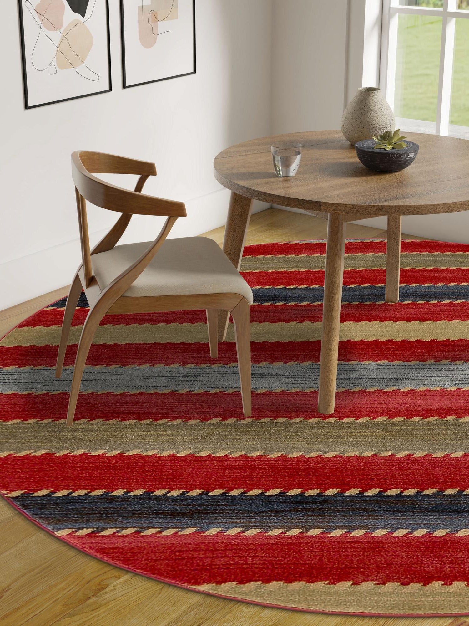 Multicolor 8' x 8' Fars Round Area Rug 100% Polypropylene Unique Traditional Carpet for Classical Living, Dining Room & Office Spaces for Sale at Rug Engine