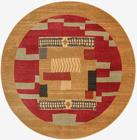 Rust Red 6' 1 x 6' 1 Fars Round Area Rug 100% Polypropylene Unique Traditional Carpet for Classical Living, Dining Room & Office Spaces for Sale at Rug Engine