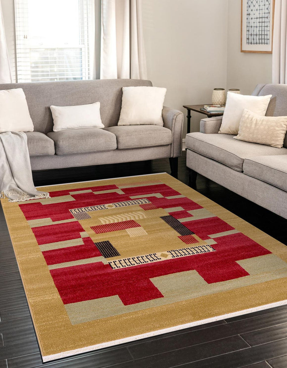 Fars Collection Area Rug Rust Red 5' 1 x 8' Fars Rectangle Area Rug 100% Polypropylene Unique T ...