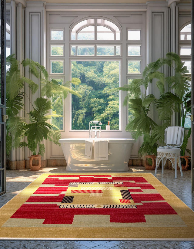 Rust Red 10' 6 x 16' 5 Fars Rectangle Area Rug 100% Polypropylene Unique Traditional Carpet for Classical Living, Dining Room & Office Spaces for Sale at Rug Engine