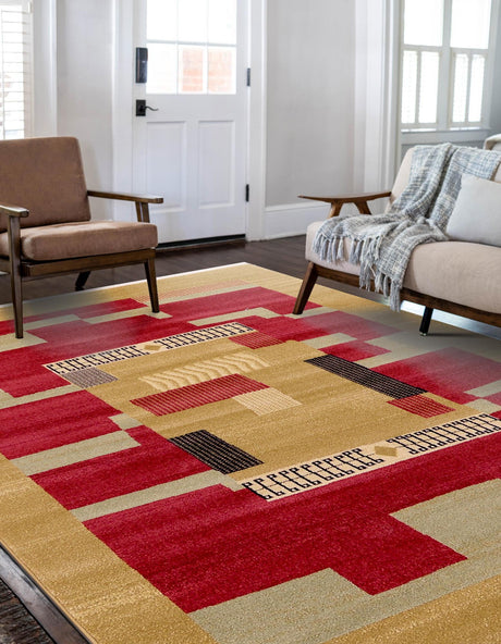 Rust Red 10' 6 x 16' 5 Fars Rectangle Area Rug 100% Polypropylene Unique Traditional Carpet for Classical Living, Dining Room & Office Spaces for Sale at Rug Engine