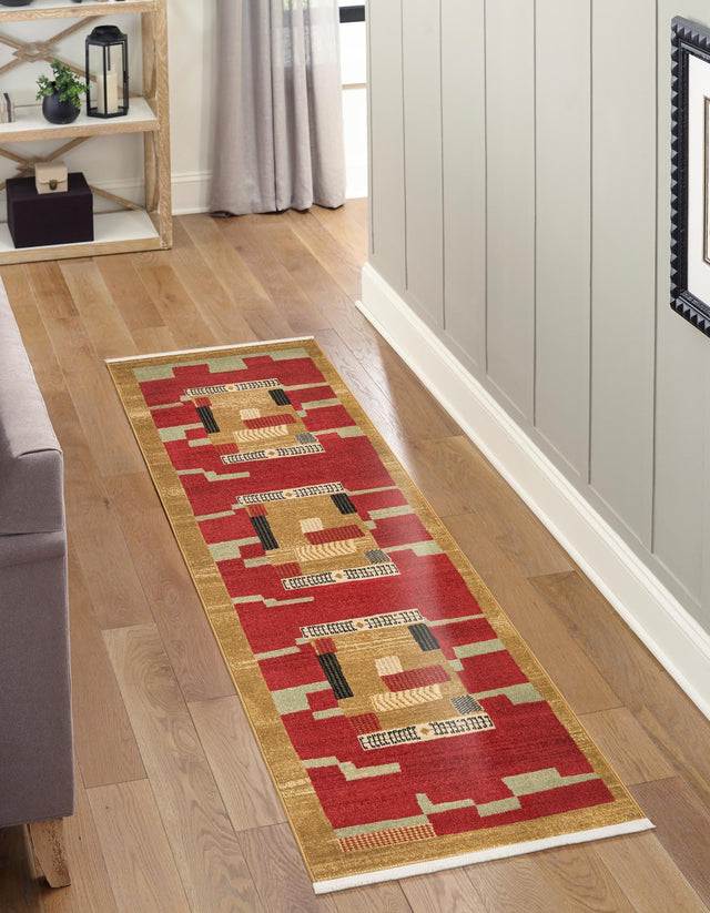 Rust Red 2' 7 x 10' Fars Runner Area Rug 100% Polypropylene Unique Traditional Carpet for Classical Living, Dining Room & Office Spaces for Sale at Rug Engine