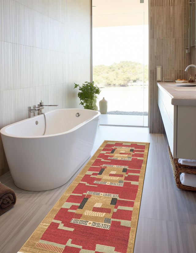 Rust Red 2' 7 x 10' Fars Runner Area Rug 100% Polypropylene Unique Traditional Carpet for Classical Living, Dining Room & Office Spaces for Sale at Rug Engine