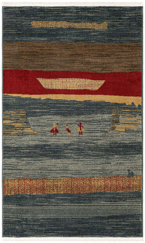 Blue 3' 1 x 5' 3 Fars Rectangle Area Rug 100% Polypropylene Unique Traditional Carpet for Classical Living, Dining Room & Office Spaces for Sale at Rug Engine