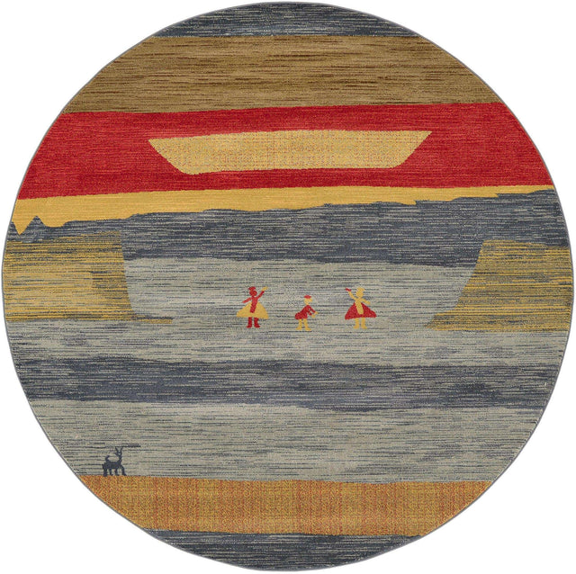 Blue 8' x 8' Fars Round Area Rug 100% Polypropylene Unique Traditional Carpet for Classical Living, Dining Room & Office Spaces for Sale at Rug Engine