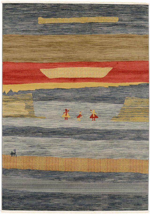 Blue 7' 1 x 10' Fars Rectangle Area Rug 100% Polypropylene Unique Traditional Carpet for Classical Living, Dining Room & Office Spaces for Sale at Rug Engine