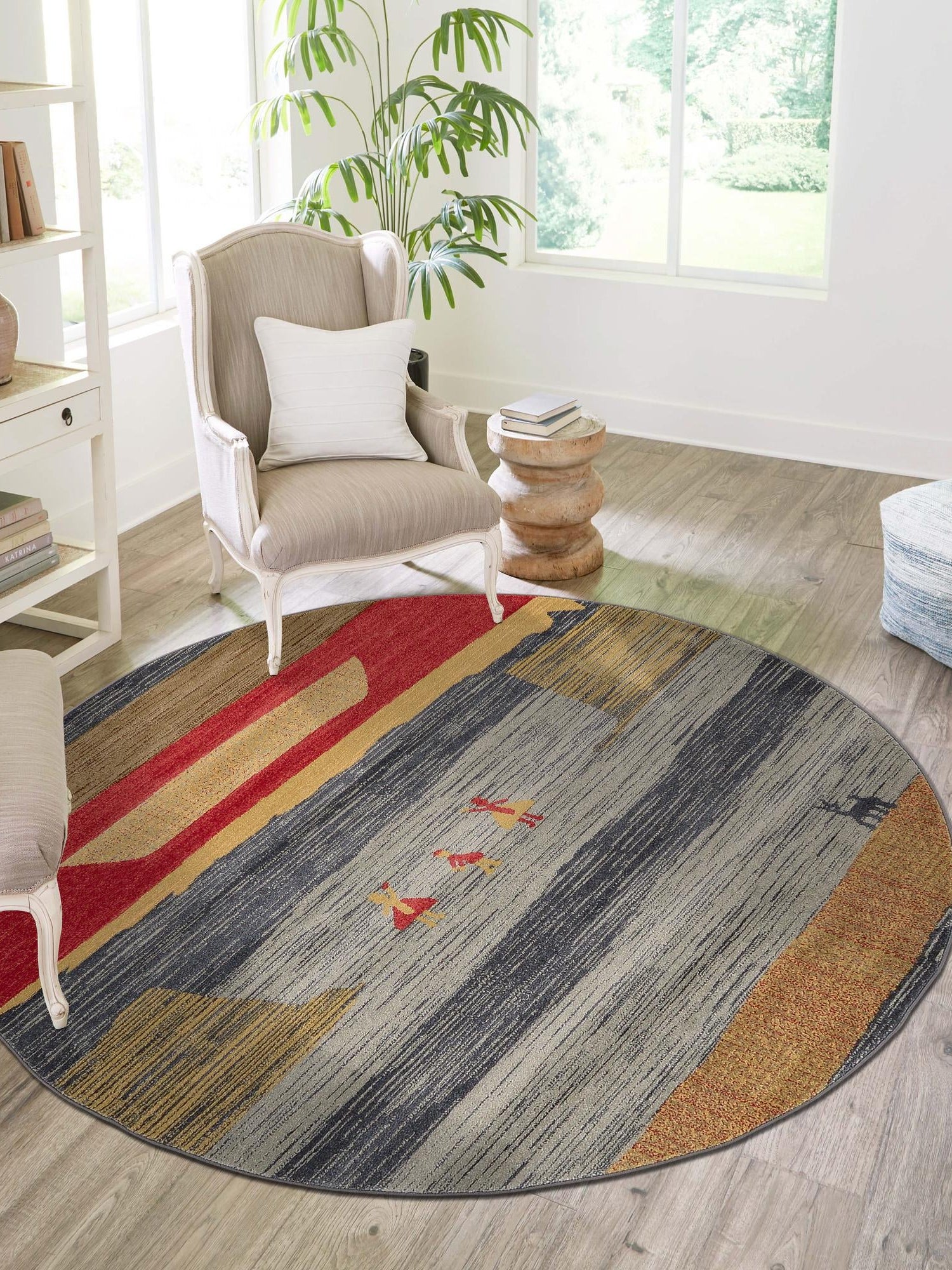 Blue 8' x 8' Fars Round Area Rug 100% Polypropylene Unique Traditional Carpet for Classical Living, Dining Room & Office Spaces for Sale at Rug Engine