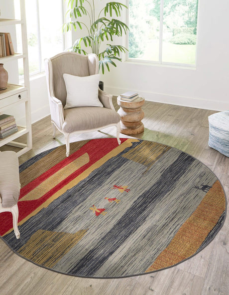 Blue 8' x 8' Fars Round Area Rug 100% Polypropylene Unique Traditional Carpet for Classical Living, Dining Room & Office Spaces for Sale at Rug Engine