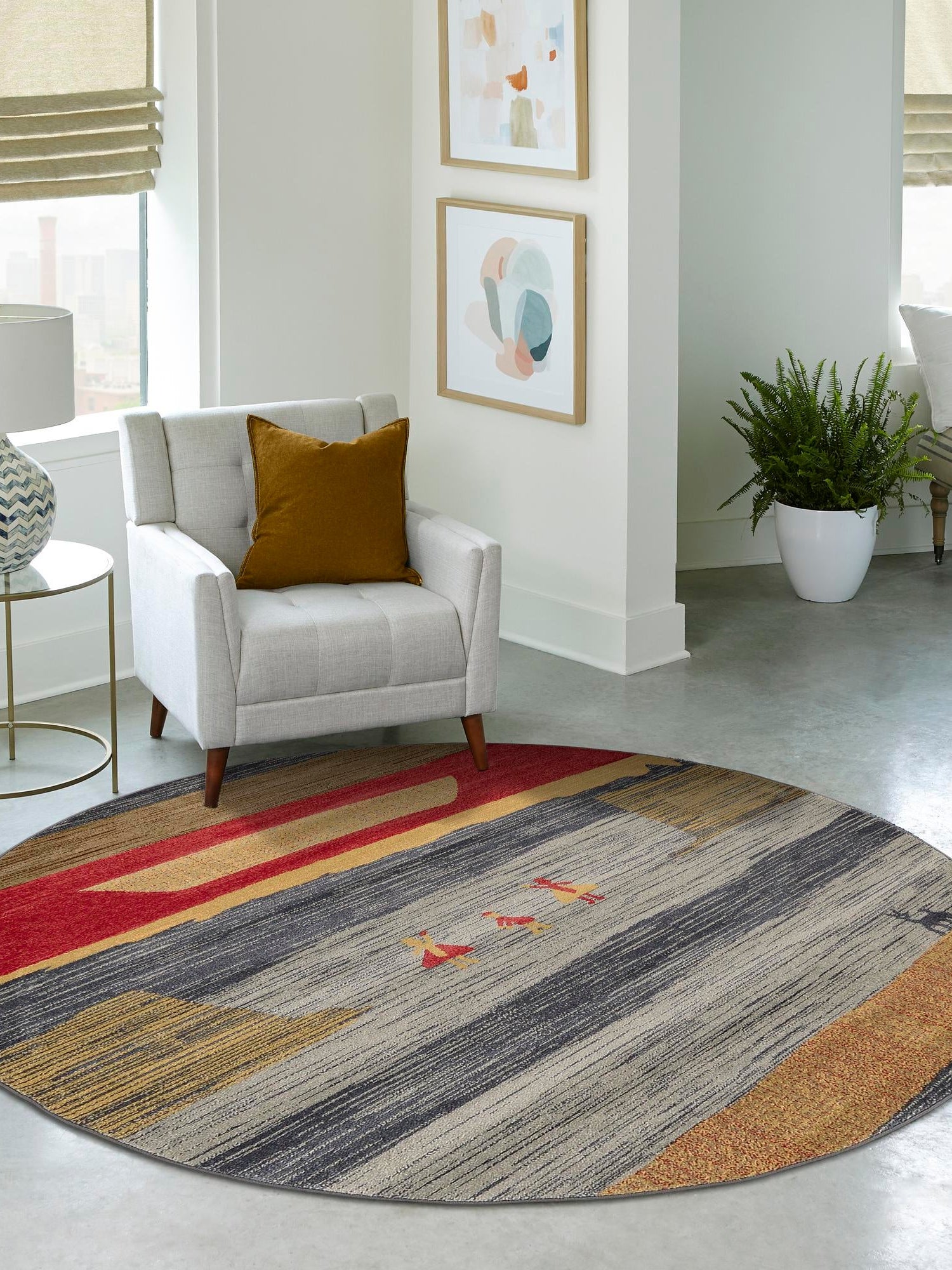 Blue 8' x 8' Fars Round Area Rug 100% Polypropylene Unique Traditional Carpet for Classical Living, Dining Room & Office Spaces for Sale at Rug Engine