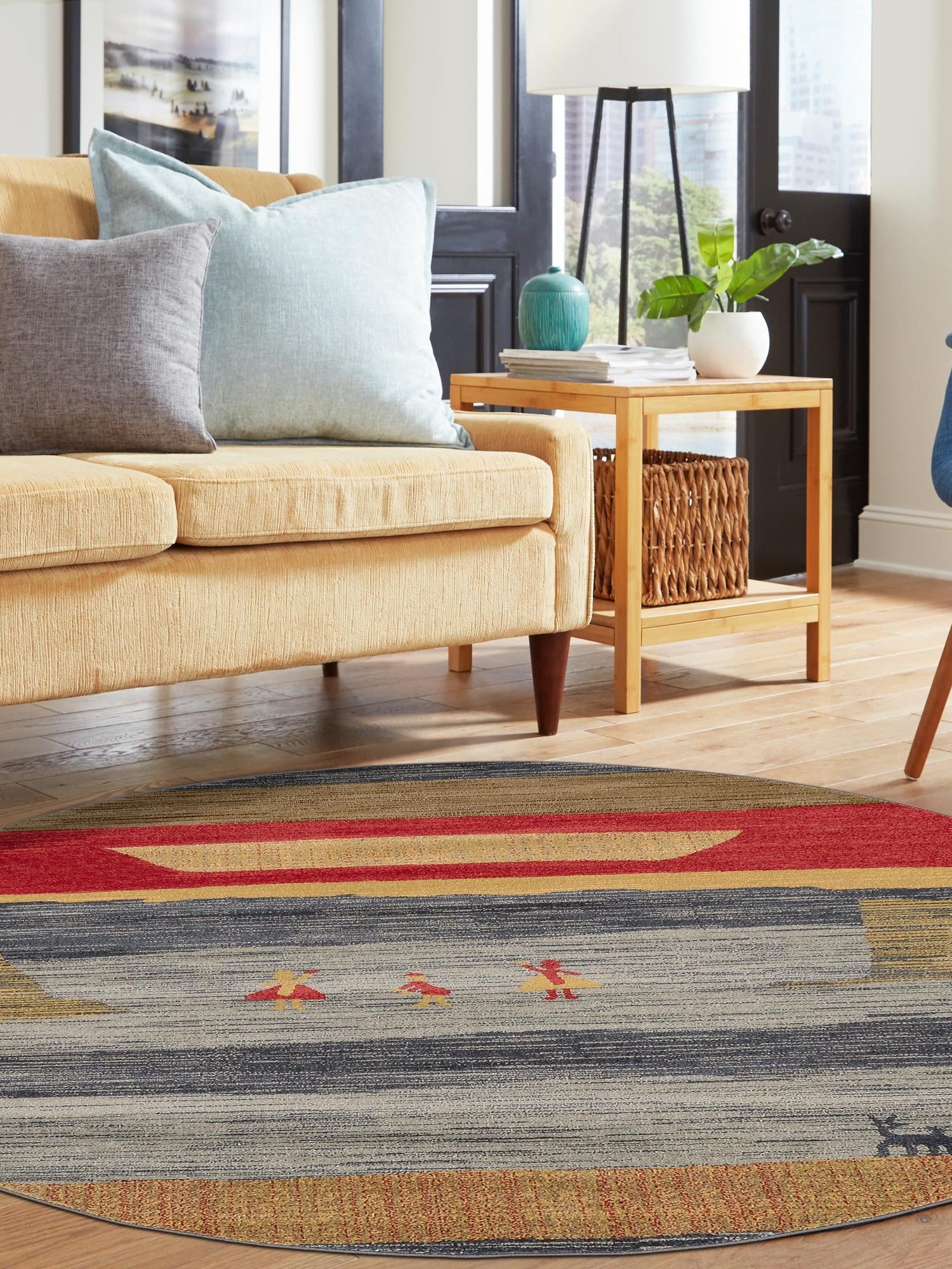 Blue 8' x 8' Fars Round Area Rug 100% Polypropylene Unique Traditional Carpet for Classical Living, Dining Room & Office Spaces for Sale at Rug Engine