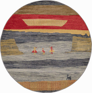 Blue 6' 1 x 6' 1 Fars Round Area Rug 100% Polypropylene Unique Traditional Carpet for Classical Living, Dining Room & Office Spaces for Sale at Rug Engine