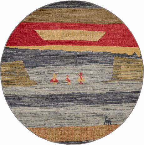 Blue 6' 1 x 6' 1 Fars Round Area Rug 100% Polypropylene Unique Traditional Carpet for Classical Living, Dining Room & Office Spaces for Sale at Rug Engine