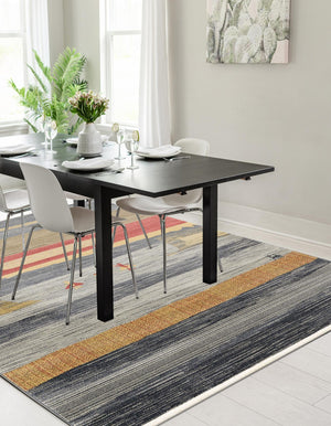 Blue 7' 1 x 10' Fars Rectangle Area Rug 100% Polypropylene Unique Traditional Carpet for Classical Living, Dining Room & Office Spaces for Sale at Rug Engine