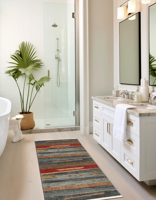 Blue 2' 7 x 10' Fars Runner Area Rug 100% Polypropylene Unique Traditional Carpet for Classical Living, Dining Room & Office Spaces for Sale at Rug Engine