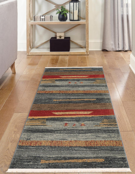 Blue 2' 7 x 19' 8 Fars Runner Area Rug 100% Polypropylene Unique Traditional Carpet for Classical Living, Dining Room & Office Spaces for Sale at Rug Engine