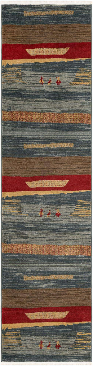 Blue 2' 7 x 10' Fars Runner Area Rug 100% Polypropylene Unique Traditional Carpet for Classical Living, Dining Room & Office Spaces for Sale at Rug Engine