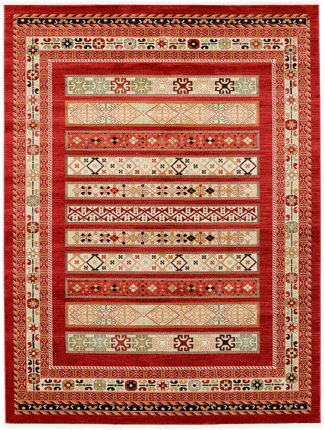Rust Red 9' x 12' Fars Rectangle Area Rug 100% Polypropylene Unique Traditional Carpet for Classical Living, Dining Room & Office Spaces for Sale at Rug Engine