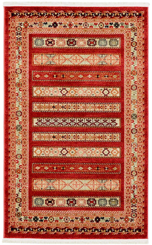Rust Red 3' 1 x 5' 3 Fars Rectangle Area Rug 100% Polypropylene Unique Traditional Carpet for Classical Living, Dining Room & Office Spaces for Sale at Rug Engine
