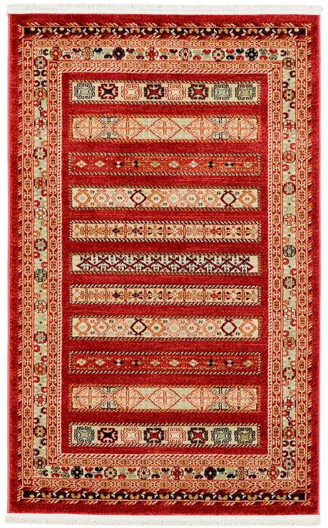 Rust Red 3' 1 x 5' 3 Fars Rectangle Area Rug 100% Polypropylene Unique Traditional Carpet for Classical Living, Dining Room & Office Spaces for Sale at Rug Engine