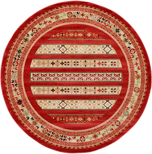 Rust Red 8' x 8' Fars Round Area Rug 100% Polypropylene Unique Traditional Carpet for Classical Living, Dining Room & Office Spaces for Sale at Rug Engine