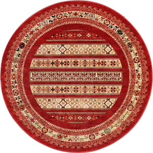 Rust Red 6' 1 x 6' 1 Fars Round Area Rug 100% Polypropylene Unique Traditional Carpet for Classical Living, Dining Room & Office Spaces for Sale at Rug Engine