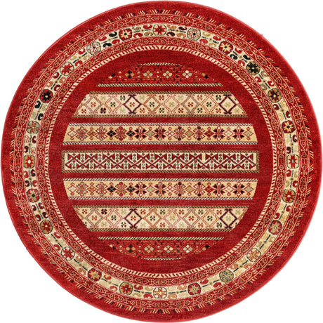 Rust Red 6' 1 x 6' 1 Fars Round Area Rug 100% Polypropylene Unique Traditional Carpet for Classical Living, Dining Room & Office Spaces for Sale at Rug Engine