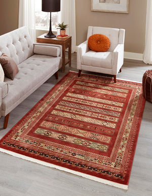 Rust Red 8' x 10' Fars Rectangle Area Rug 100% Polypropylene Unique Traditional Carpet for Classical Living, Dining Room & Office Spaces for Sale at Rug Engine