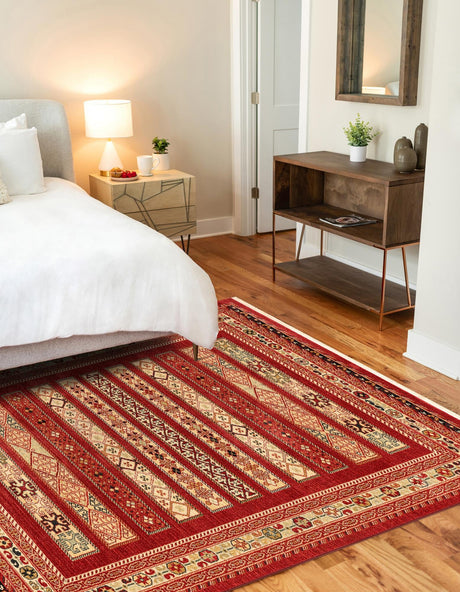 Rust Red 5' 1 x 8' Fars Rectangle Area Rug 100% Polypropylene Unique Traditional Carpet for Classical Living, Dining Room & Office Spaces for Sale at Rug Engine