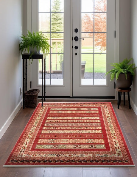 Rust Red 6' 1 x 9' Fars Rectangle Area Rug 100% Polypropylene Unique Traditional Carpet for Classical Living, Dining Room & Office Spaces for Sale at Rug Engine