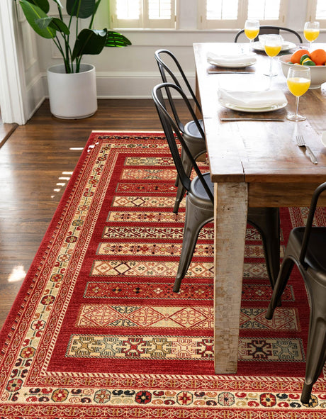 Rust Red 5' 1 x 8' Fars Rectangle Area Rug 100% Polypropylene Unique Traditional Carpet for Classical Living, Dining Room & Office Spaces for Sale at Rug Engine