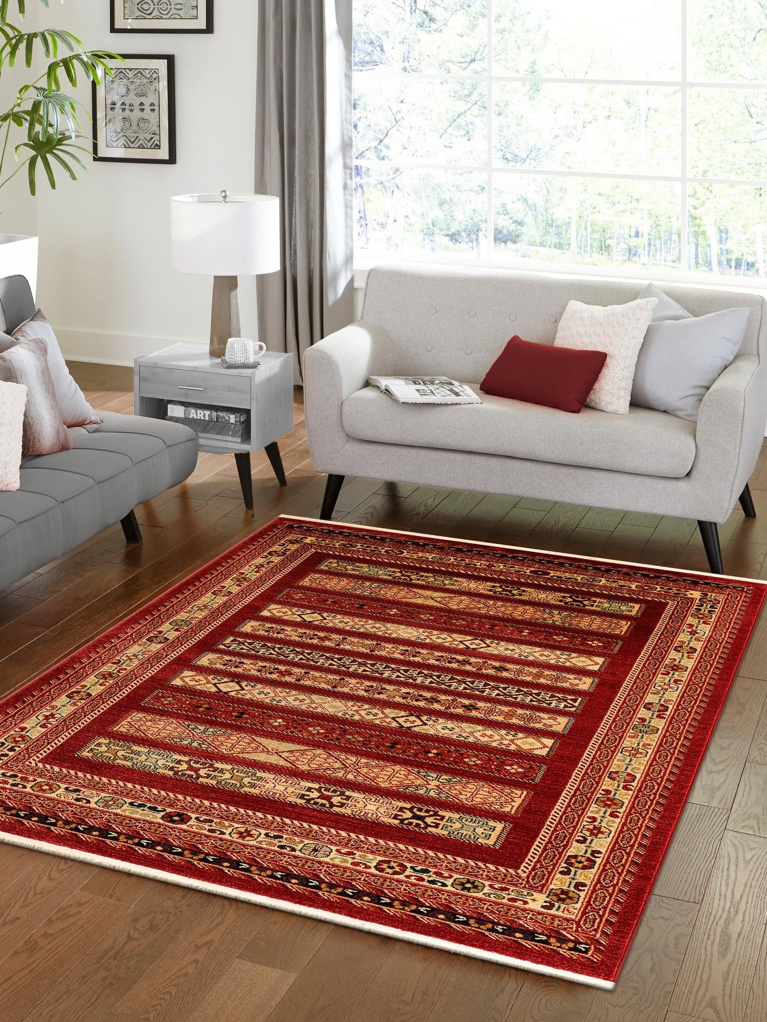 Rust Red 7' 1 x 10' Fars Rectangle Area Rug 100% Polypropylene Unique Traditional Carpet for Classical Living, Dining Room & Office Spaces for Sale at Rug Engine