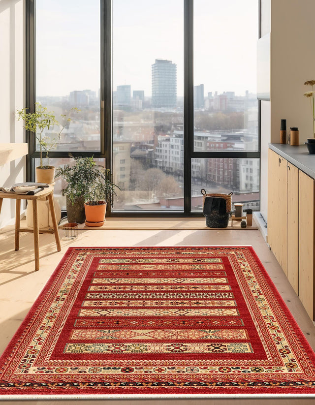 Rust Red 7' 1 x 10' Fars Rectangle Area Rug 100% Polypropylene Unique Traditional Carpet for Classical Living, Dining Room & Office Spaces for Sale at Rug Engine