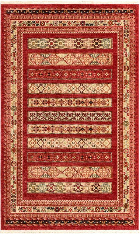 Rust Red 5' 1 x 8' Fars Rectangle Area Rug 100% Polypropylene Unique Traditional Carpet for Classical Living, Dining Room & Office Spaces for Sale at Rug Engine
