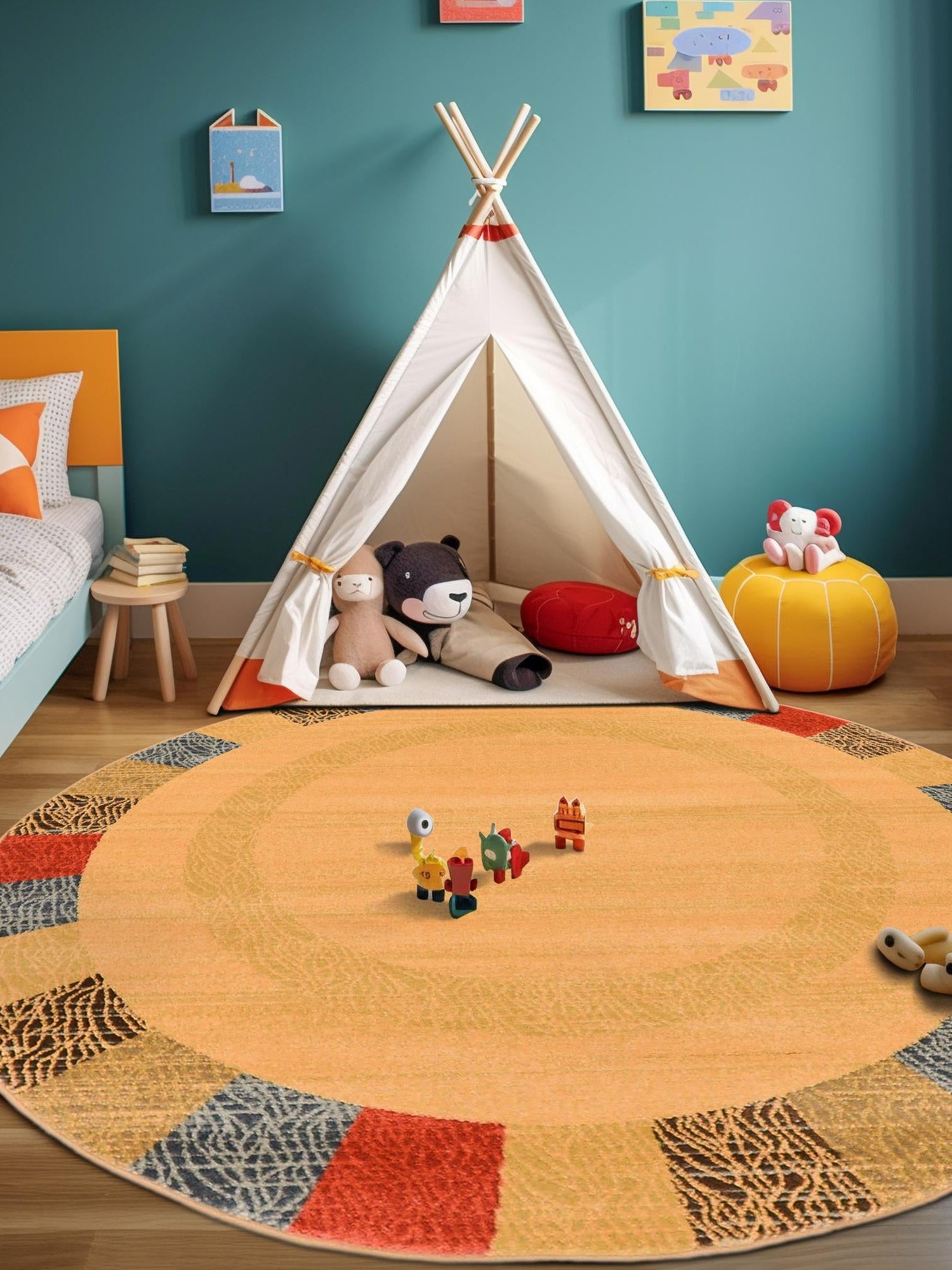 Beige 6' 1 x 6' 1 Fars Round Area Rug 100% Polypropylene Unique Traditional Carpet for Classical Living, Dining Room & Office Spaces for Sale at Rug Engine