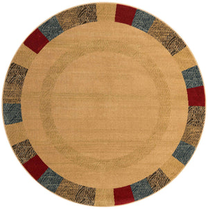 Beige 6' 1 x 6' 1 Fars Round Area Rug 100% Polypropylene Unique Traditional Carpet for Classical Living, Dining Room & Office Spaces for Sale at Rug Engine