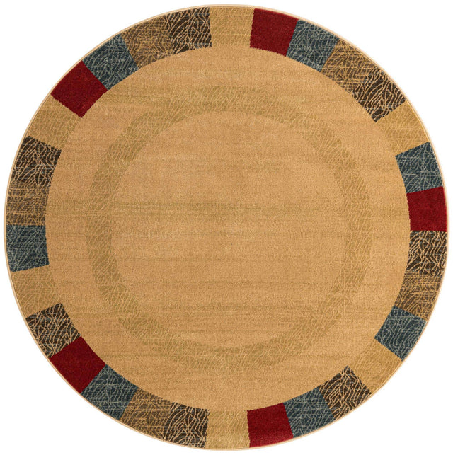 Beige 6' 1 x 6' 1 Fars Round Area Rug 100% Polypropylene Unique Traditional Carpet for Classical Living, Dining Room & Office Spaces for Sale at Rug Engine