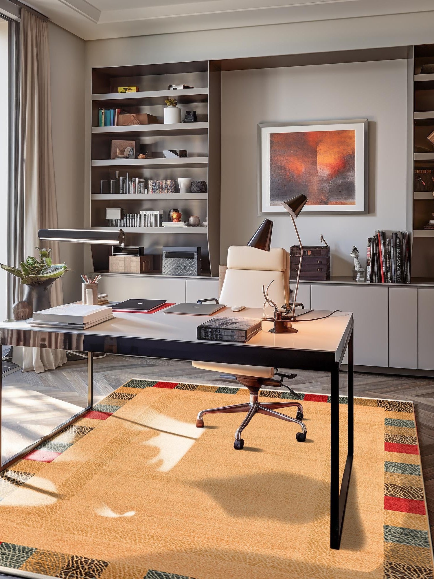 Beige 8' x 11' Fars Rectangle Area Rug 100% Polypropylene Unique Traditional Carpet for Classical Living, Dining Room & Office Spaces for Sale at Rug Engine