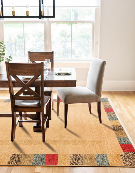 Beige 5' 1 x 8' Fars Rectangle Area Rug 100% Polypropylene Unique Traditional Carpet for Classical Living, Dining Room & Office Spaces for Sale at Rug Engine