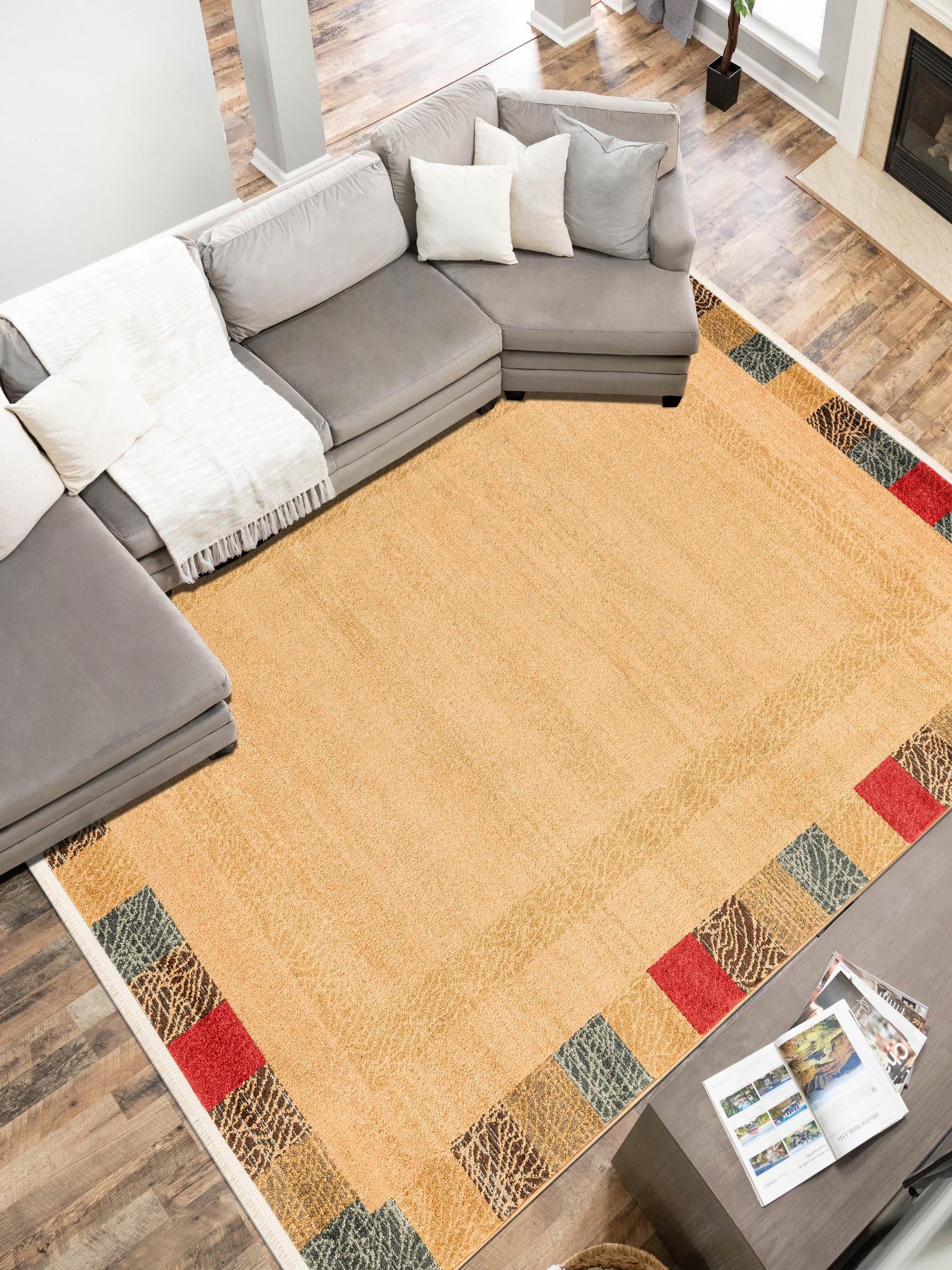 Beige 9' x 12' 2 Fars Rectangle Area Rug 100% Polypropylene Unique Traditional Carpet for Classical Living, Dining Room & Office Spaces for Sale at Rug Engine