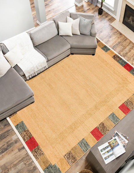 Beige 9' x 12' 2 Fars Rectangle Area Rug 100% Polypropylene Unique Traditional Carpet for Classical Living, Dining Room & Office Spaces for Sale at Rug Engine