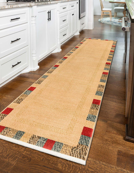 Beige 3' x 10' Fars Runner Area Rug 100% Polypropylene Unique Traditional Carpet for Classical Living, Dining Room & Office Spaces for Sale at Rug Engine