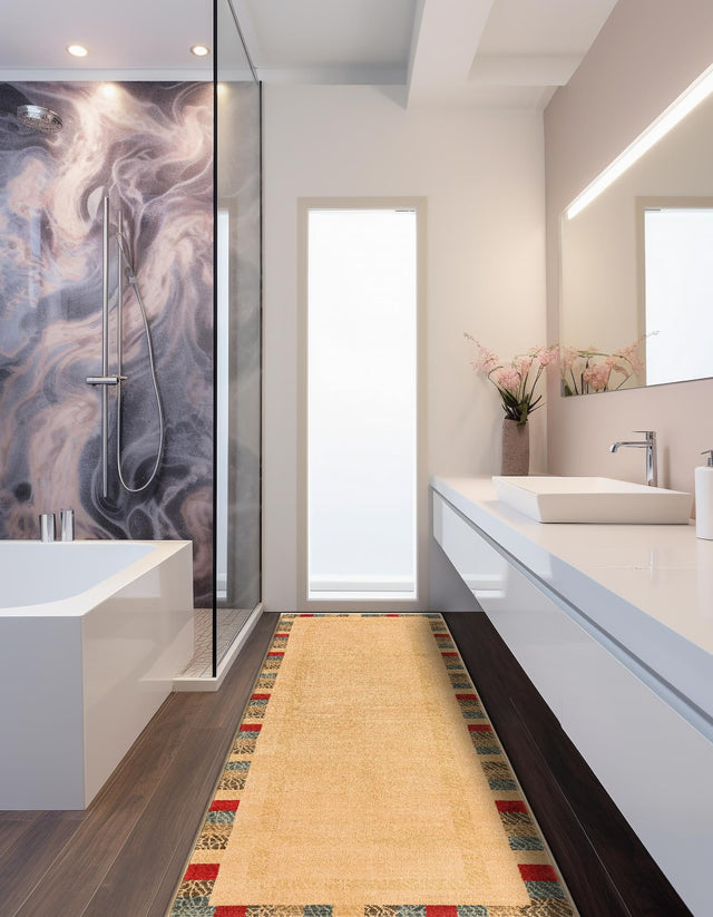 Beige 3' x 10' Fars Runner Area Rug 100% Polypropylene Unique Traditional Carpet for Classical Living, Dining Room & Office Spaces for Sale at Rug Engine