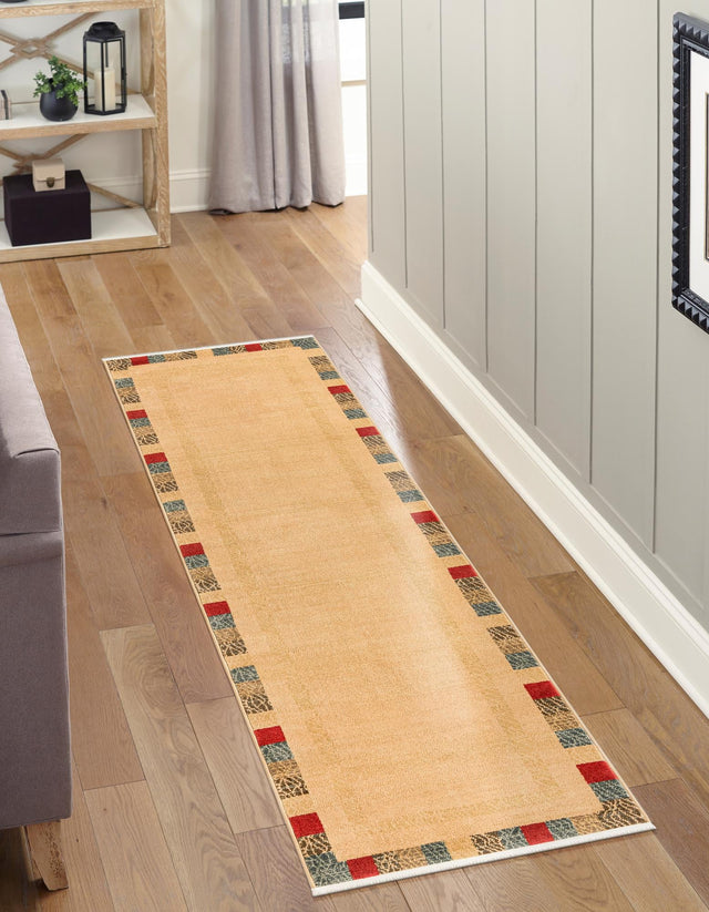 Beige 3' x 10' Fars Runner Area Rug 100% Polypropylene Unique Traditional Carpet for Classical Living, Dining Room & Office Spaces for Sale at Rug Engine