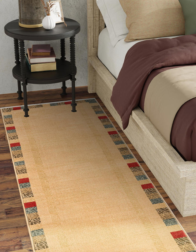 Beige 3' x 10' Fars Runner Area Rug 100% Polypropylene Unique Traditional Carpet for Classical Living, Dining Room & Office Spaces for Sale at Rug Engine