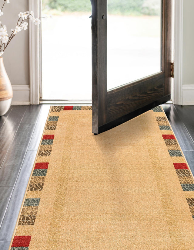 Beige 3' x 10' Fars Runner Area Rug 100% Polypropylene Unique Traditional Carpet for Classical Living, Dining Room & Office Spaces for Sale at Rug Engine